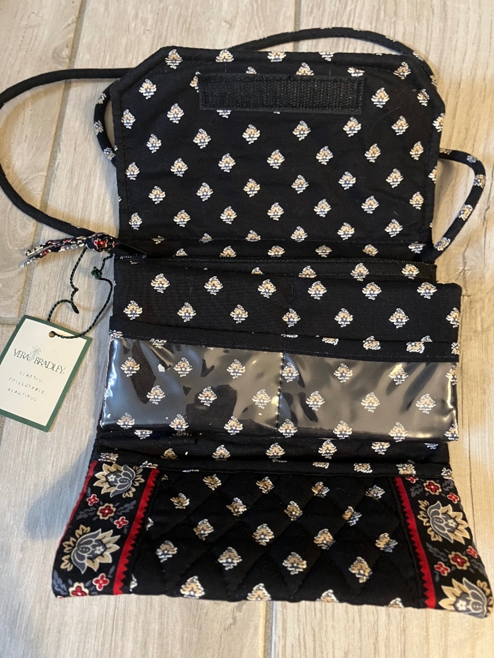 NWT Vintage Vera Bradley Classic Black Crossbody Wallet